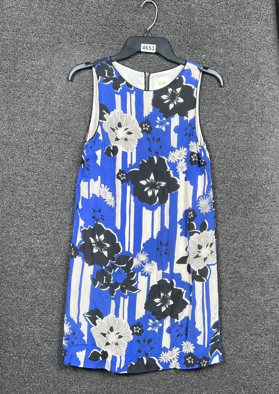 Maeve by Anthropologie Silk Floral Mini Shift Dress Womens Sz 2 Blue Sleeveless